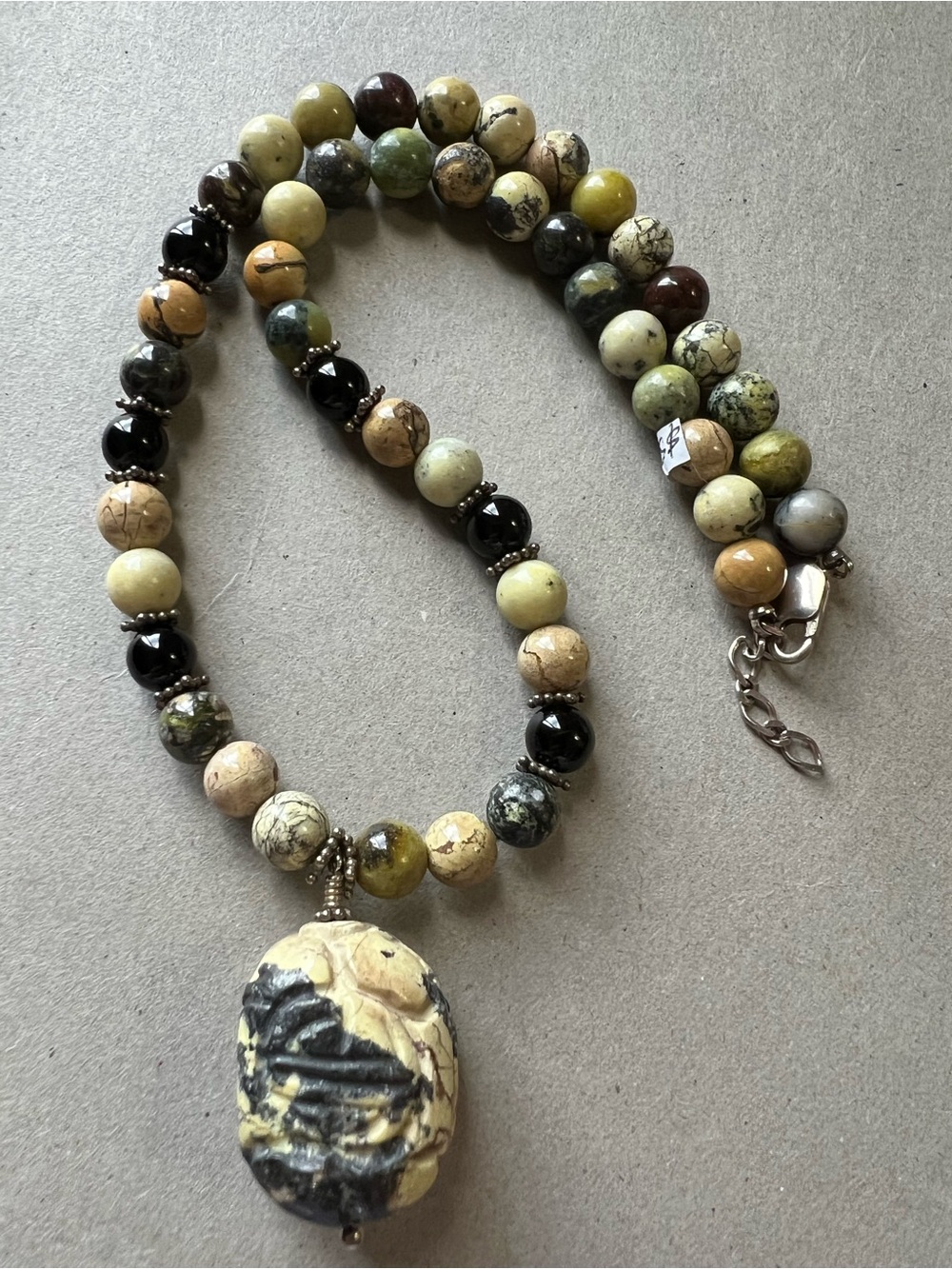 Handcrafted Multicolor Jasper Beaded Necklace with Pendant